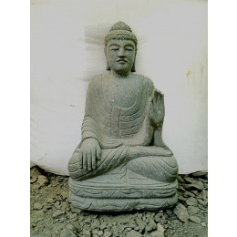 Seated buddha volcanic rock garden statue meditation pose 1 m