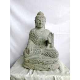 Seated buddha volcanic rock outdoor garden statue abhayamudr? 50 cm