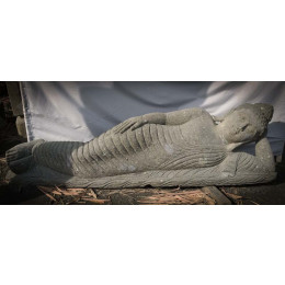 Solid volcanic rock reclining buddha statue 150 cm