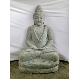 Statue de bouddha en pierre jardin zen position offrande 1,20 m