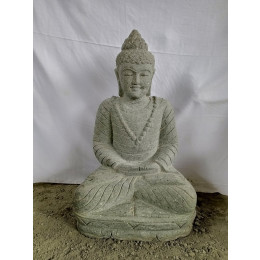 Statue de jardin bouddha en pierre position offrande 80 cm