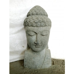 Statue de jardin buste de bouddha pierre naturelle 70 cm
