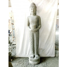 Statue de jardin en pierre bouddha debout offrande 2m