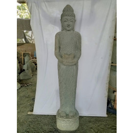 Statue en pierre bouddha debout offrande 2m
