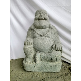 Statue en pierre volcanique happy bouddha 1m