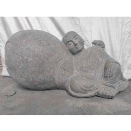 Statue zen en pierre de jardin moine shaolin 1 m