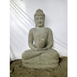 Zen buddha stone garden statue offering pose bowl 84 cm