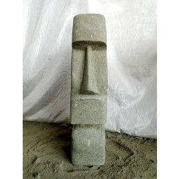 Zen moai elongated face volcanic rock garden statue 60 cm