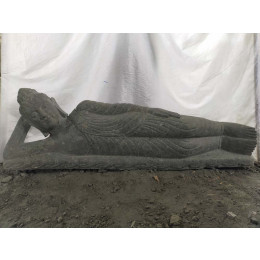 Zen reclining buddha outdoor volcanic solid rock statue 150 cm