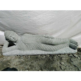 Zen reclining buddha volcanic rock garden statue 120 cm