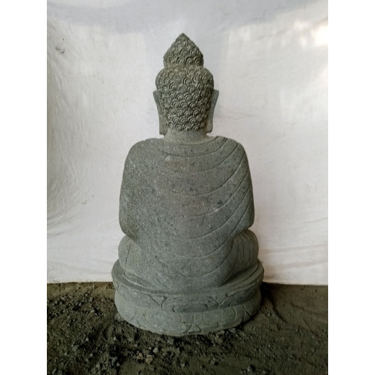 Bouddha en pierre position chakra et chapelet de jardin 1m