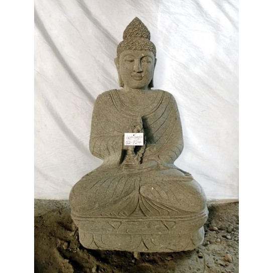 Bouddha en pierre position chakra et chapelet de jardin 1m