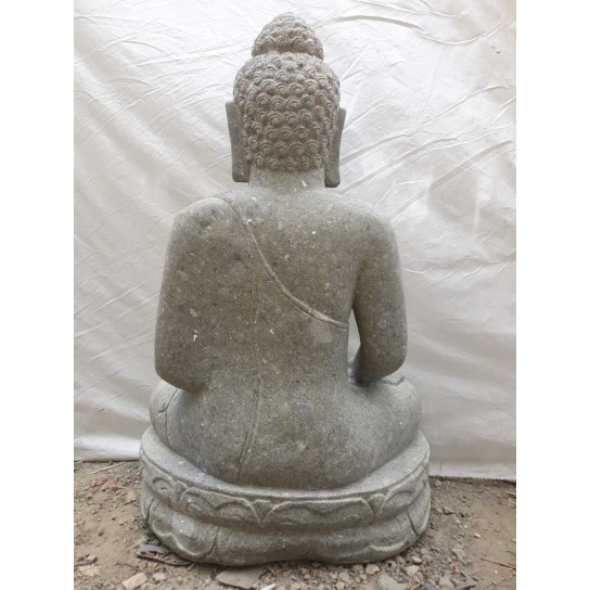 Bouddha en pierre volcanique position offrande d'extérieur 100 cm