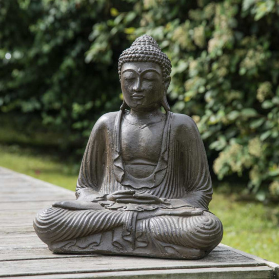 Brown seated buddha statue offering pose 42 cm