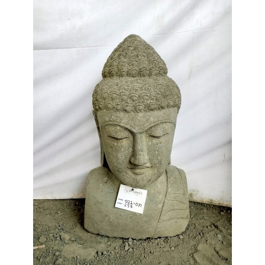 Buste de bouddha en pierre volcanique déco zen 70 cm