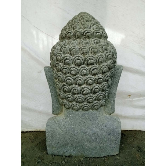 Buste statue de bouddha en pierre volcanique extérieur zen 70 cm
