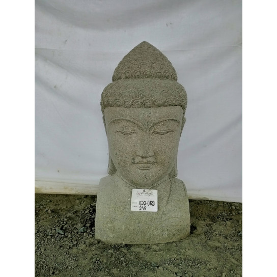 Buste statue extérieur bouddha en pierre volcanique 70 cm