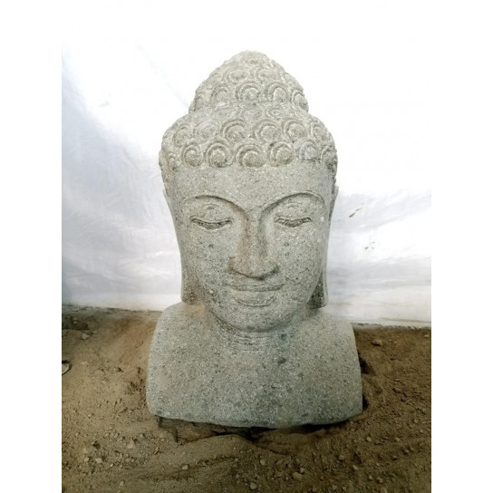 Buste statue jardin de bouddha en pierre volcanique 40 cm
