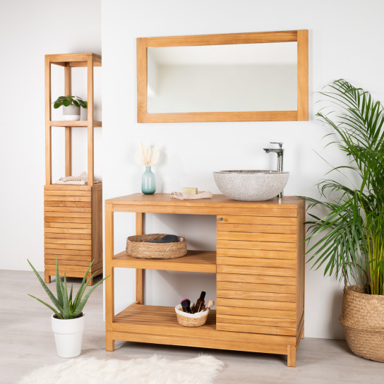 Courchevel teak bathroom vanity unit 100