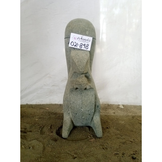 Déco jardin sculpture en pierre volcanique écureuil assis 50 cm