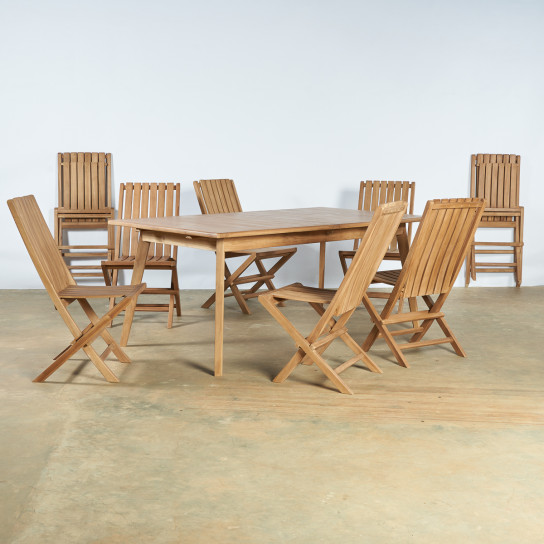 Ensemble table extensible de jardin et 8 chaises pliantes