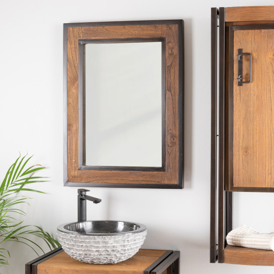 Espejo para cuarto de baño Elegancia madera metal 60 x 80