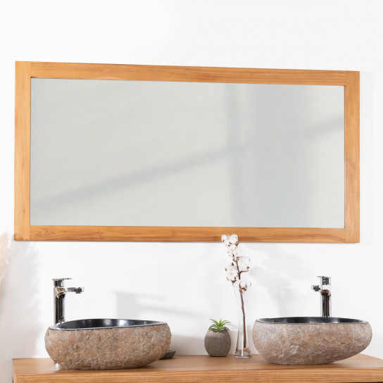 Espejo rectangular de teca maciza 140 x 70