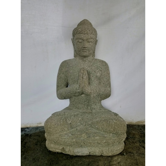 Estatua de buda sentado de piedra en posición de rezo 80 cm