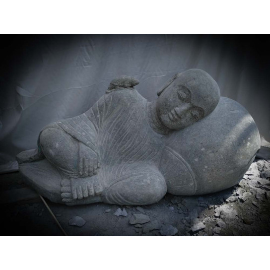 Estatua de jardín de monje shaolin exterior zen de piedra natural 100 cm