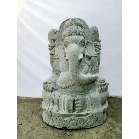 Estatua de jardín de piedra volcánica ganesh induismo 1m