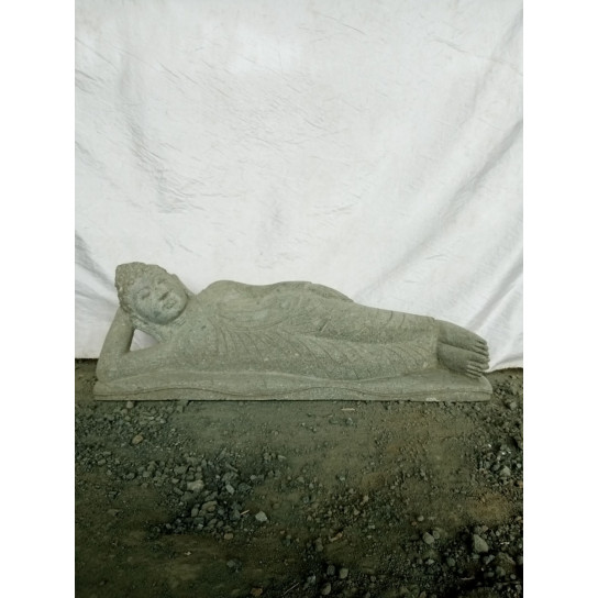 Estatua de jardín zen de buda tumbado de piedra natural 1 m