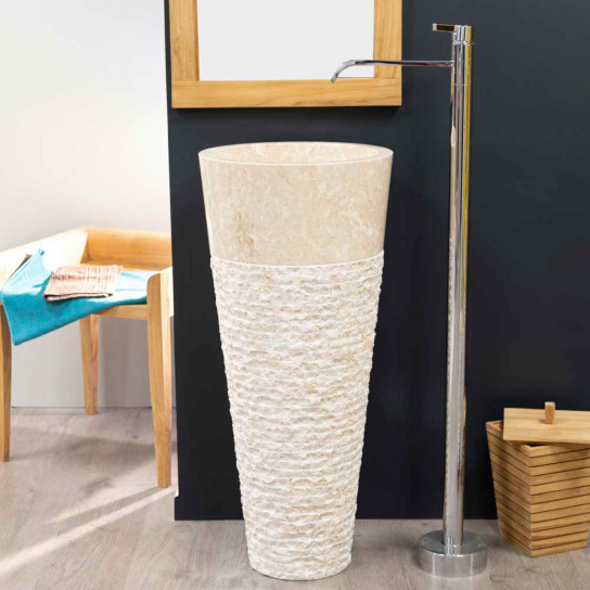 Florence cream marble conical pedestal sink
