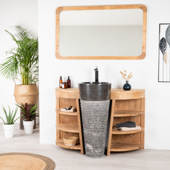 Florence teak bathroom vanity unit 120 cm + black sink