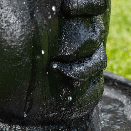 Fontaine de jardin mur d'eau visage de bouddha 1 m 20 noir