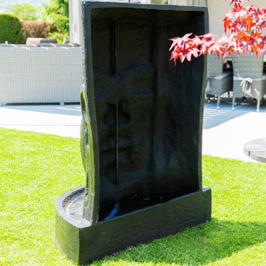 Fontaine de jardin mur d'eau visage de bouddha 1 m 20 noir