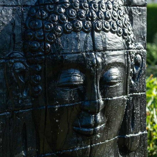 Fontaine de jardin mur d'eau visage de bouddha 1 m 50 noir