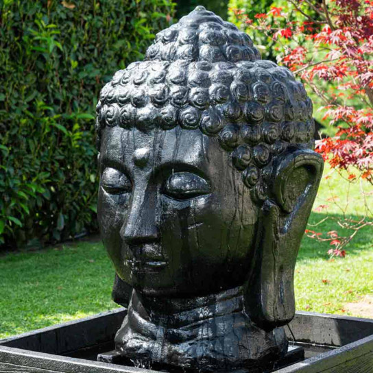 Fontaine de jardin tête de bouddha 1 m 30 noir