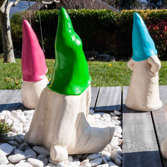 Gnome jardin déco assis 50cm vert