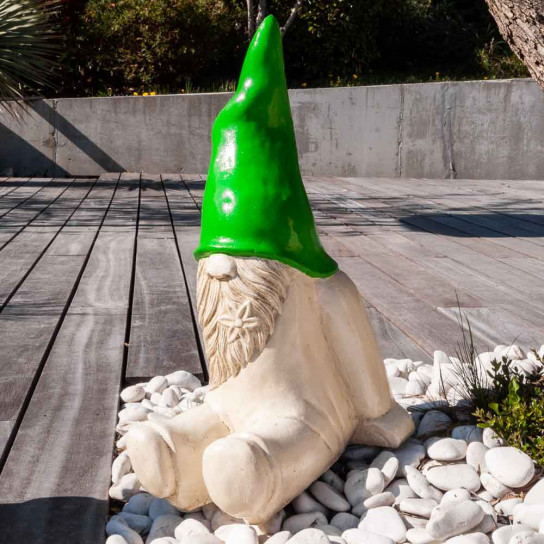 Gnome jardin déco assis 50cm vert
