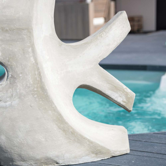 Grande sculpture design poisson 100 cm gris