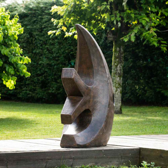 Grande sculpture moderne poisson 100 cm brun