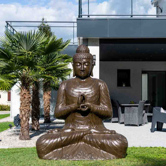 Grande statue 2 m bouddha assis en fibre de verre position chakra