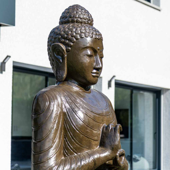 Grande statue 2 m bouddha assis en fibre de verre position chakra