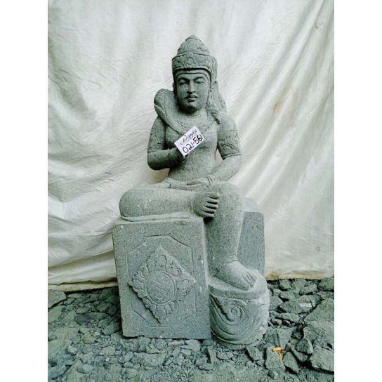 Grande statue de jardin zen déesse balinaise en pierre 1m