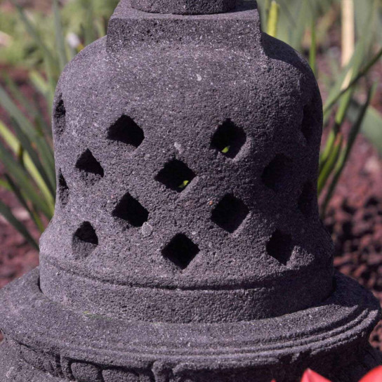 Lampe stupa borobudur en pierre de lave 45 cm