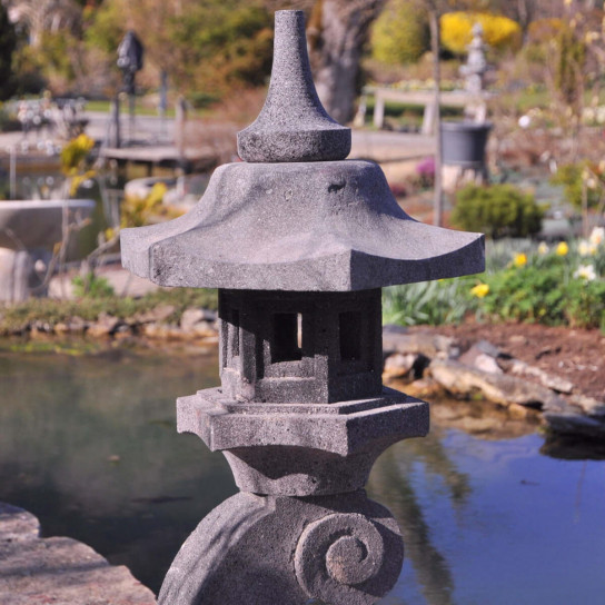 Lanterne japonaise en pierre de lave 90 cm lampe jardin terrasse