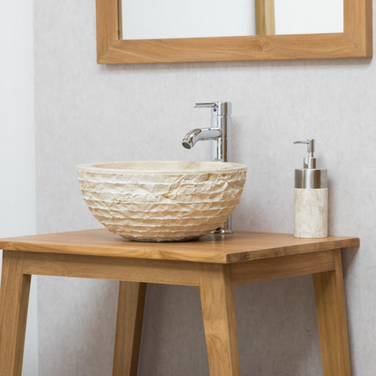 Limpiamente Propiedad rango lavabo sobre encimera de mármol para baño: Vesubio, redondo, crema,  diámetro: 35 cm