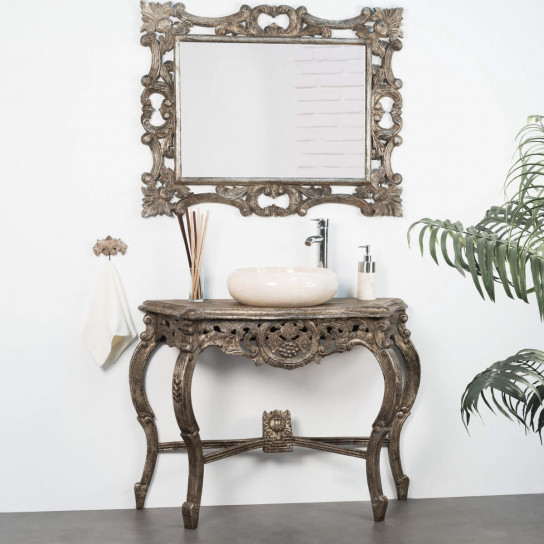 Miroir Baroque en bois patiné bronze 100cm X 80cm