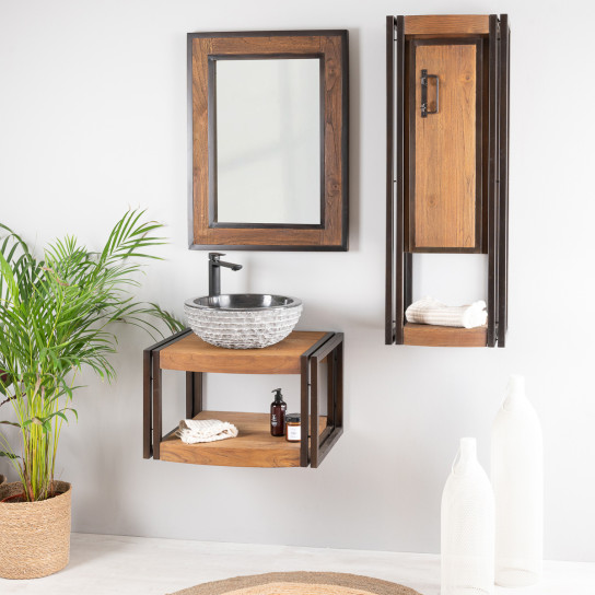 Miroir de salle de bain Elégance bois métal 60x80