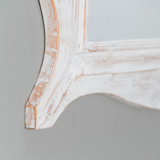 Miroir Moderne en bois patiné cérusé blanc 70 x 100cm